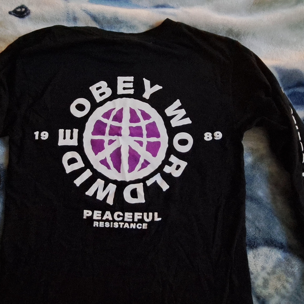 Obey Black Long Sleeve with Purple Peace Graphic